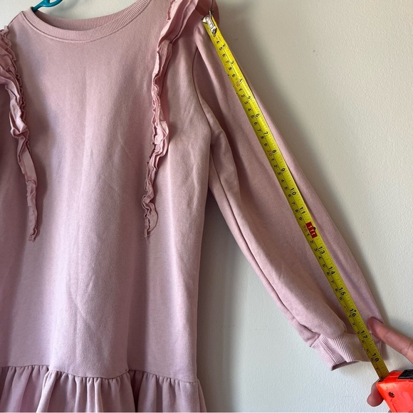 H&M Girls Ruffle Sweatshirt Dress Pink Long Sleeve Drop Waist Size 8-10Y - Picture 5 of 8